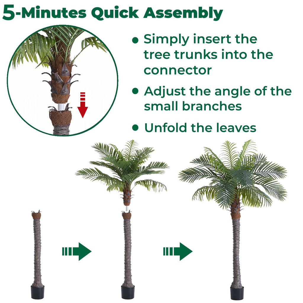 6FT Artificial Coconut Palm Tree 1-Pack, Faux Sago Palm in Cement Pot