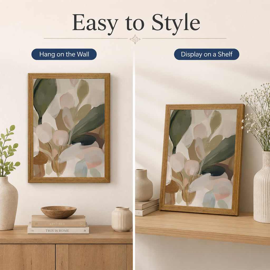 Framed Botanical Wall Art, Abstract Plant Canvas Print