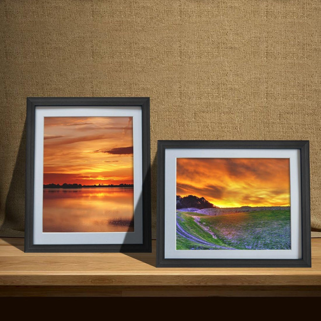 8x10 Black Picture Frames with Mat for Wall or Table Top Decoration, Set of 6