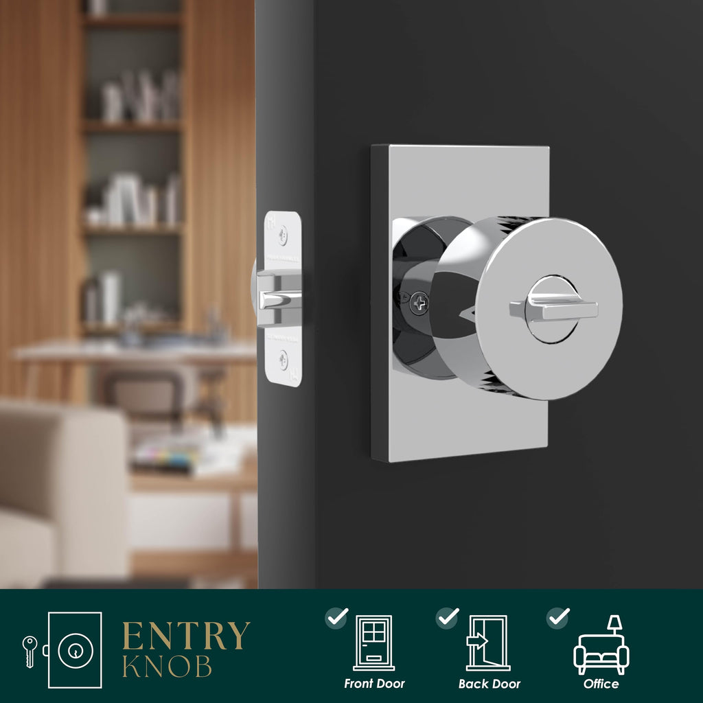Laura Keyed Entry Door Knob Chrome - Reversible
