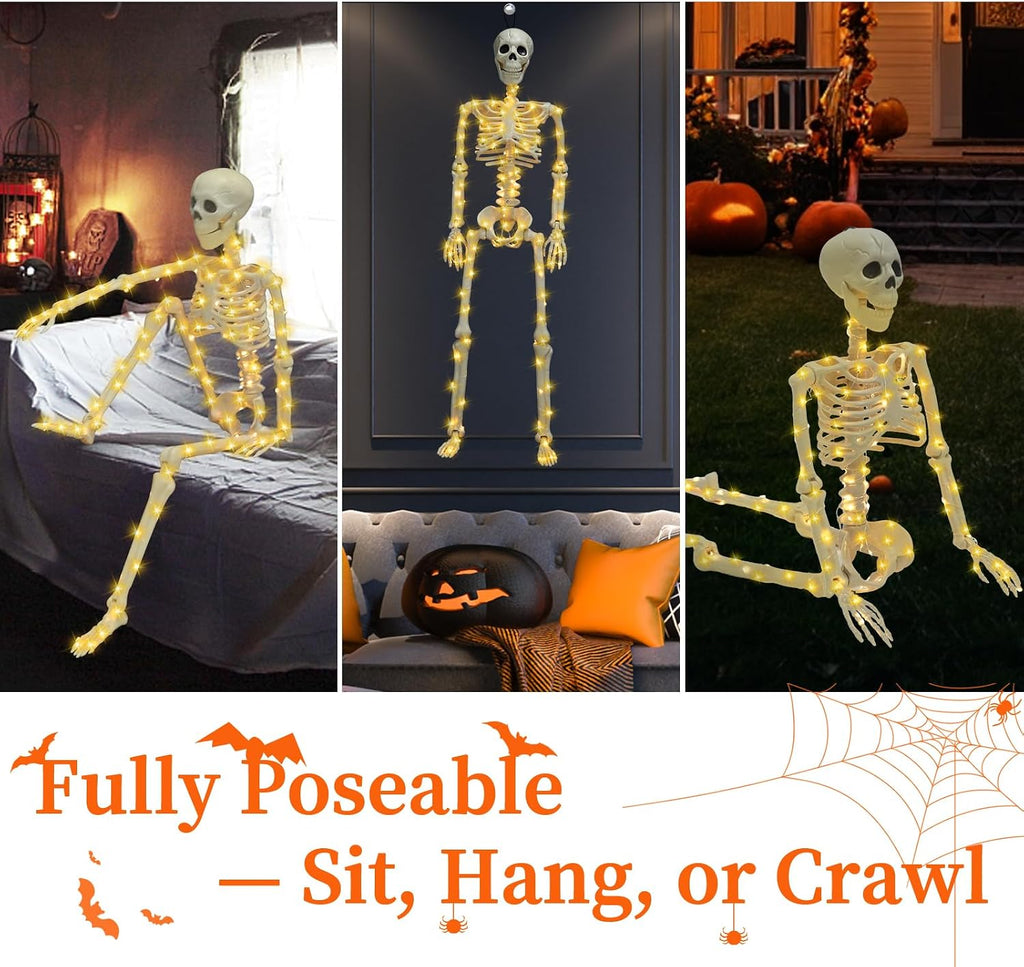 Halloween Skeleton Decor 36 Inches (with White Light) - Set of 2