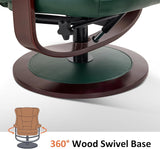Modern Reclining Swivel Lounge Chair and Ottoman — Green Faux Leather