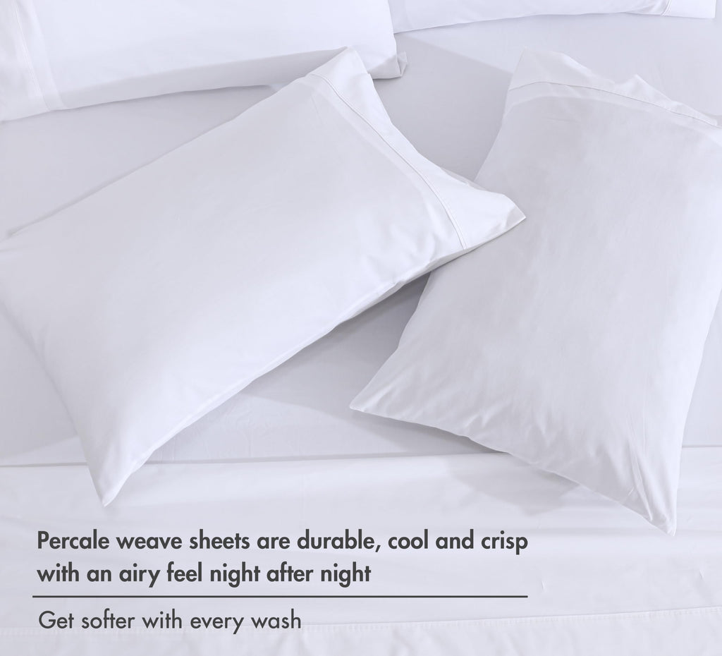 100% Cotton Sheets, Percale Sheet Set, Bright White