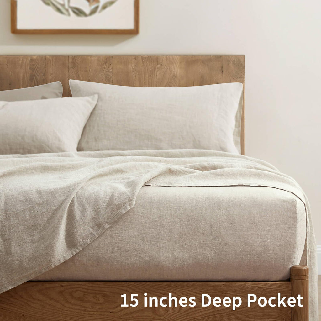 100% Flax Linen Sheets Set Natural Linen Bedding