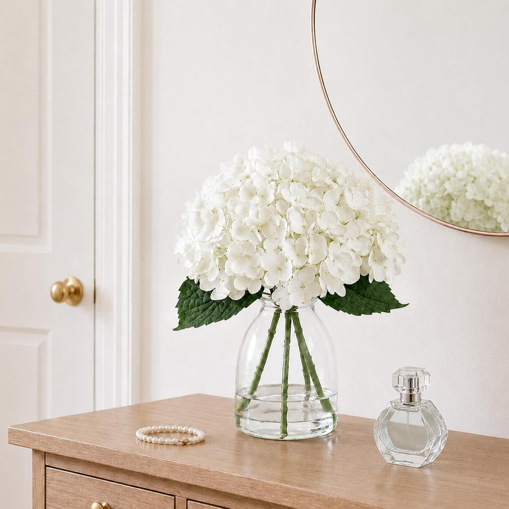 Hydrangea Artificial Flowers in Vase Fake Flowers Decor