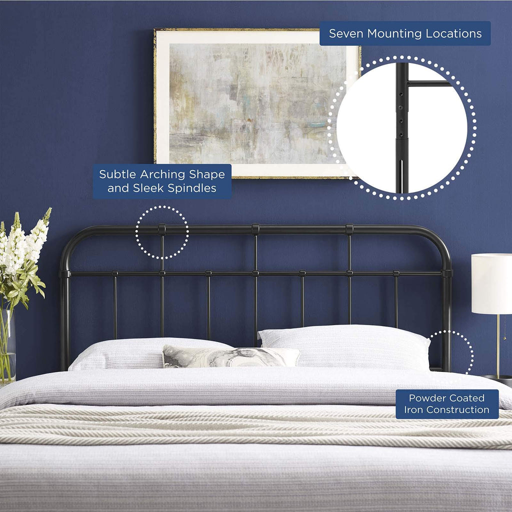 Alessia Modern Farmhouse Metal Headboard in Black