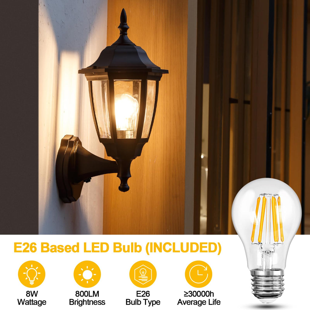 Dusk to Dawn Outdoor Wall Light, Porch Sconce Light Fixtures, 2-Pack