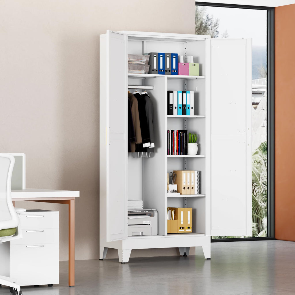 Wardrobe Closet with Doors, Armoire Wardrobe Closet with 4 Shelves