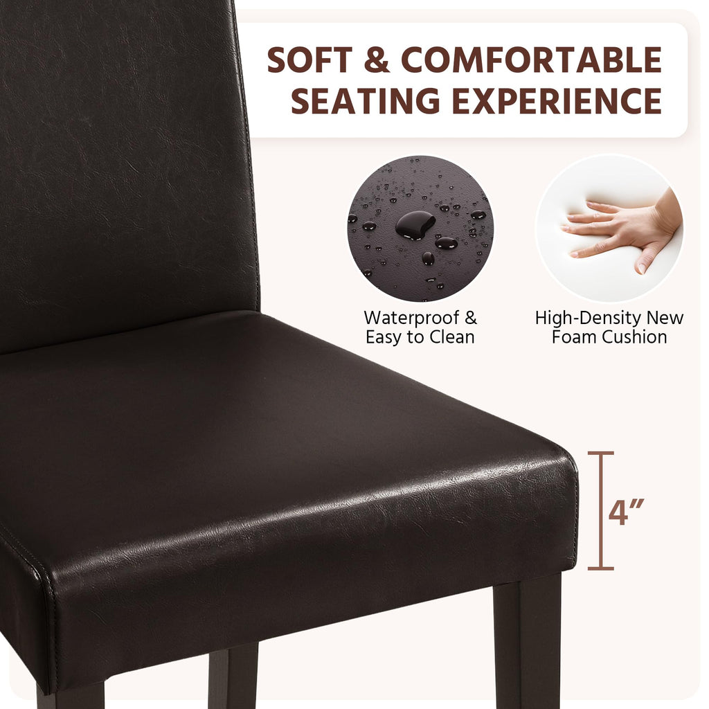 Set of 4 Upholstered Kitchen Chairs Dark Brown
