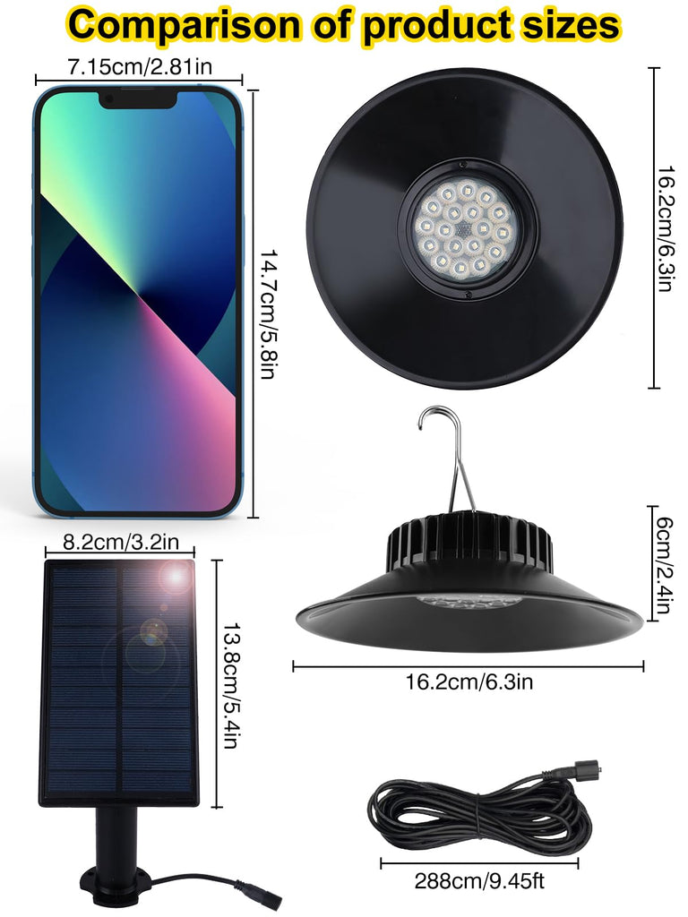 Solar Chicken Coop Light with Timer, 2 Pack Solar Pendant Lights