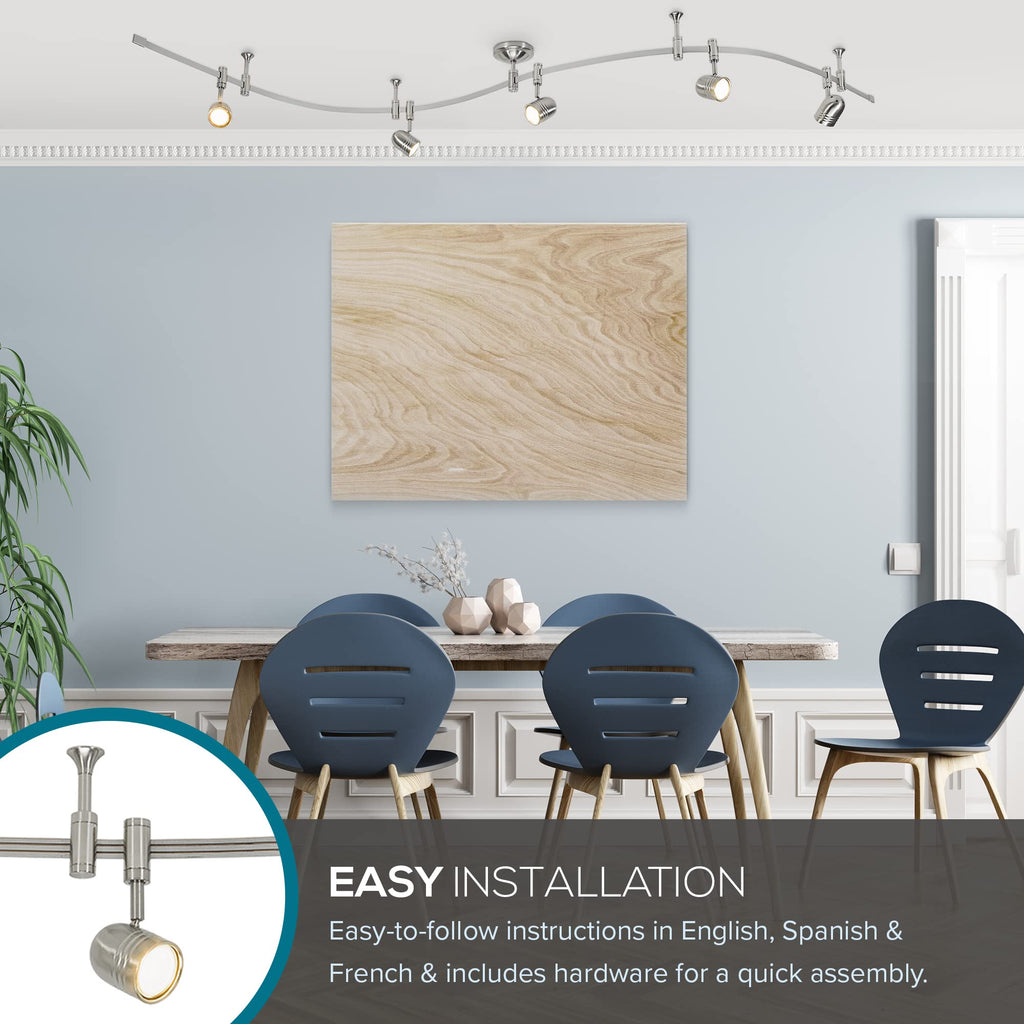 002 Transitional 5-Light Flexible Track Lighting Kit with Metal Shades, LED Bulbs Included, 96", Brushed Nickel