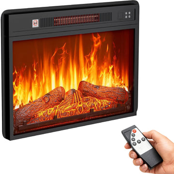 24" Electric Fireplace Insert, Fireplace Heaters with Log Set