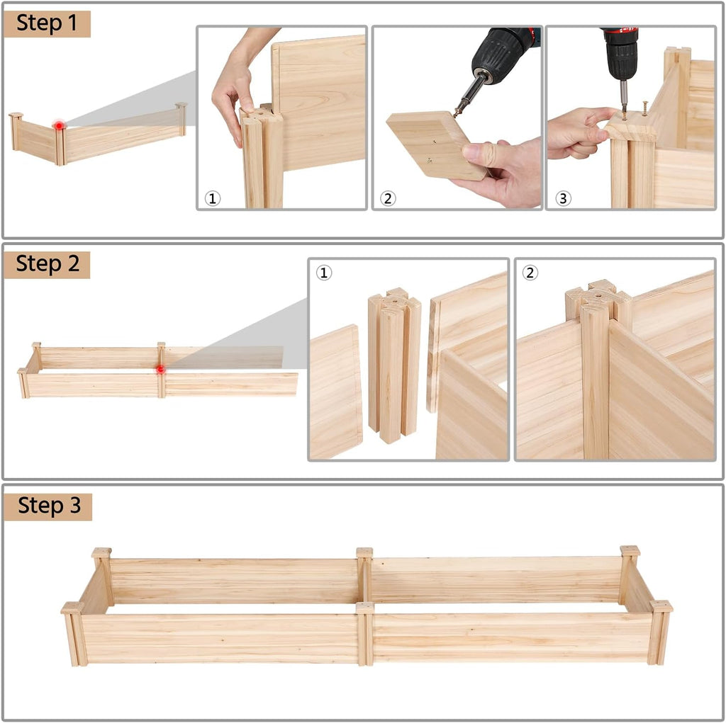 Raised Garden Bed Wooden Planter Box for Vegetables/Flowers, Wood | Fir wood raised bed offers easy assembly, and a