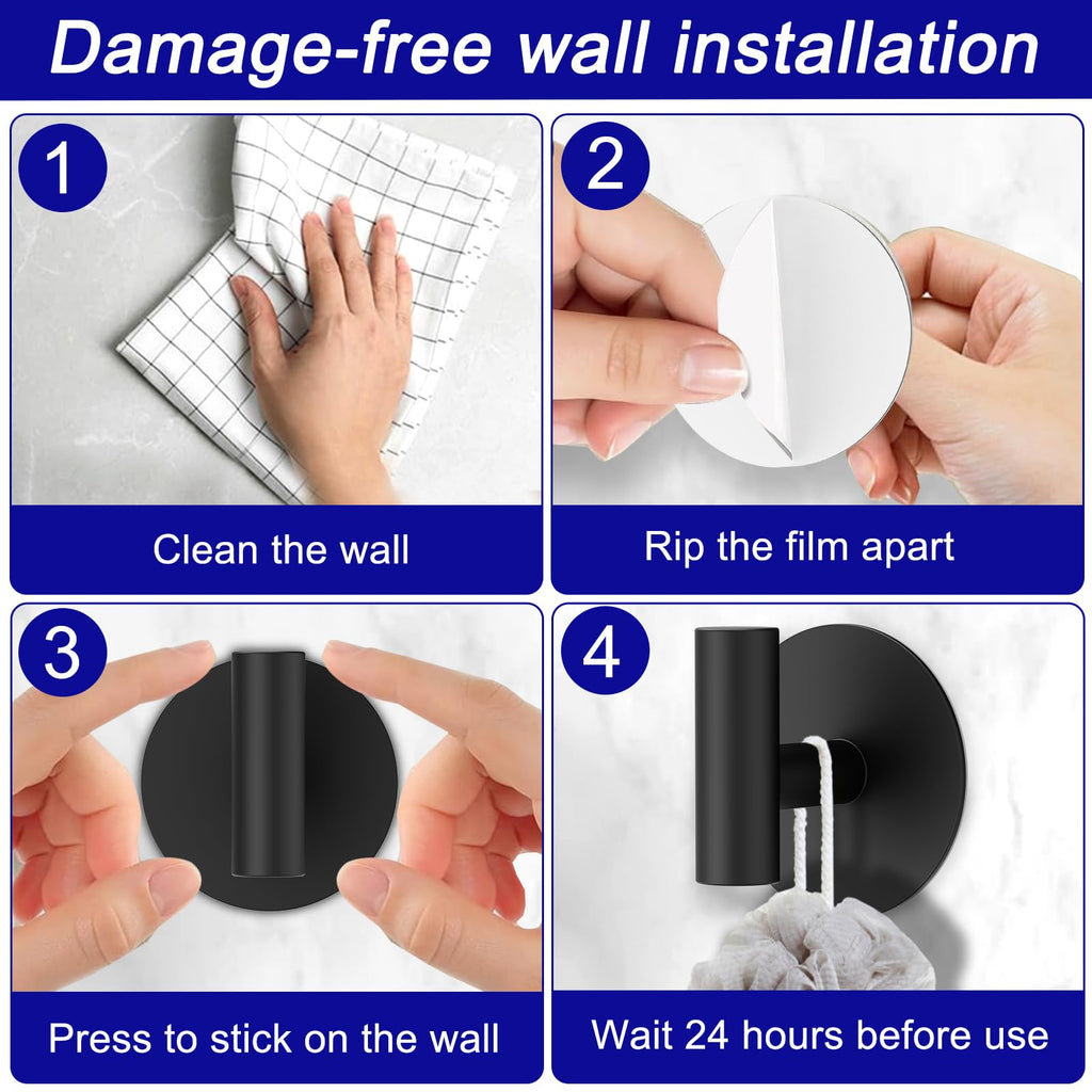 Wall Towel Hooks, Adhesive Hooks for Coat Waterproof Shower Hooks