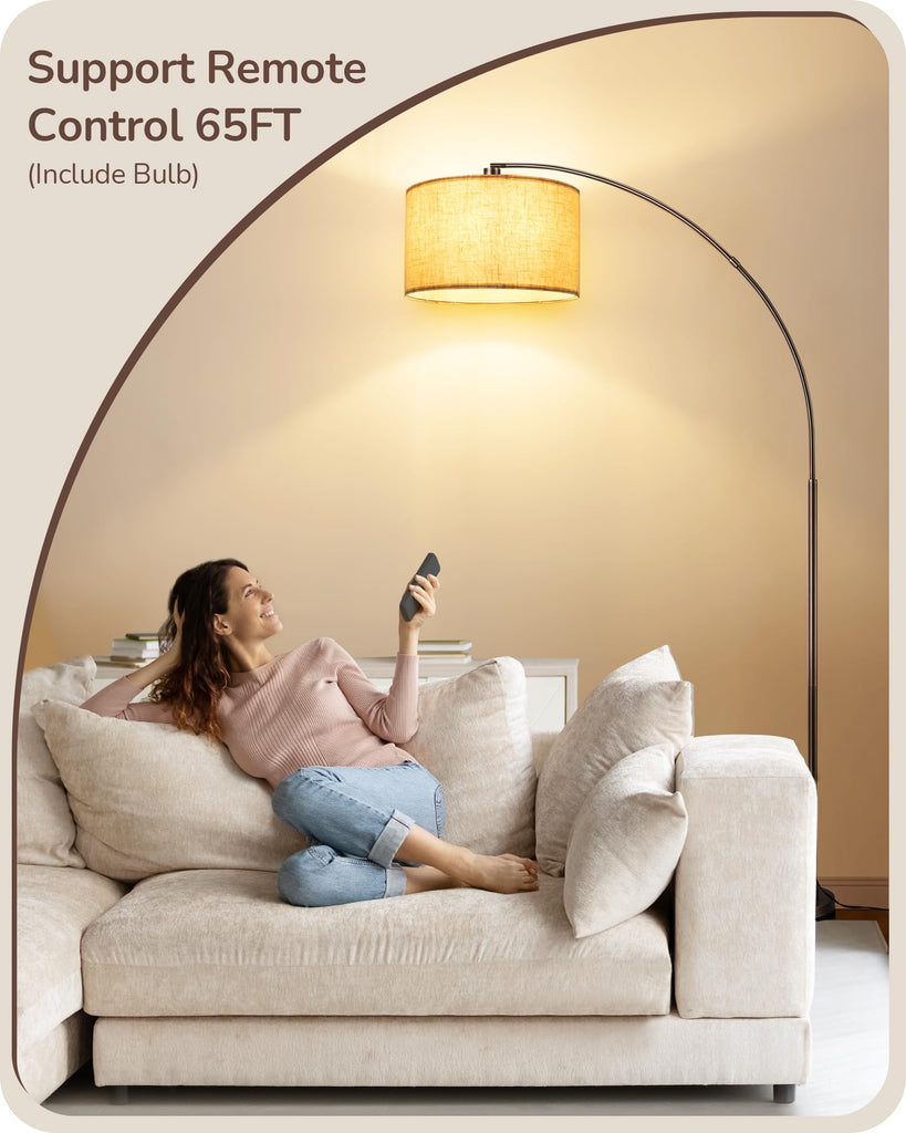 Bronze Modern Floor Lamp with Remote, 78.3" Tall Arc Standing Lamp