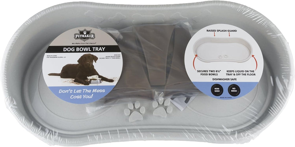 Elevated Pet Feeding Tray - 21′′ x 11′′ x 8.5′′ Raised Dog Bowl Stand with Splash Guard and Non-Skid Feet