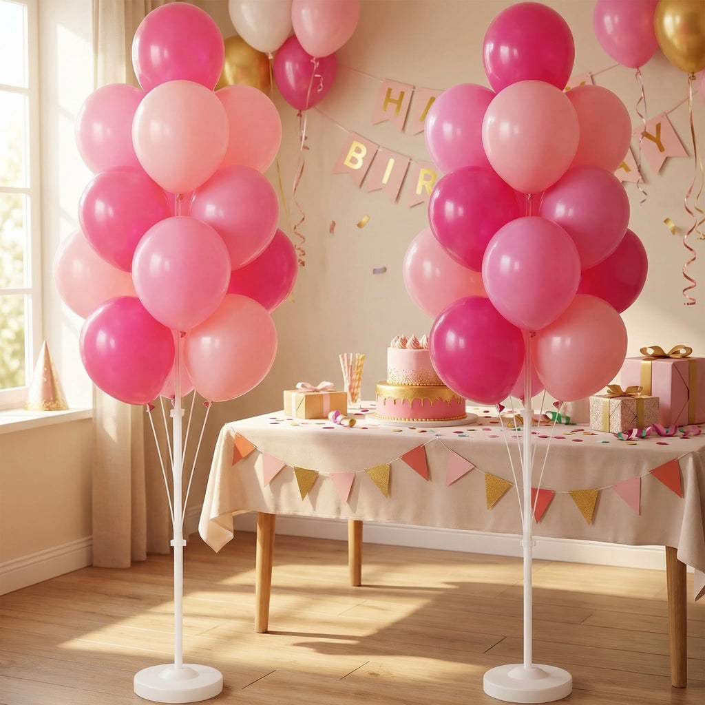 Balloon Column Kit Set of 2 With Balloons Included - Balloon Tower with Stand, Base, and Pole, Backdrop Decoration for