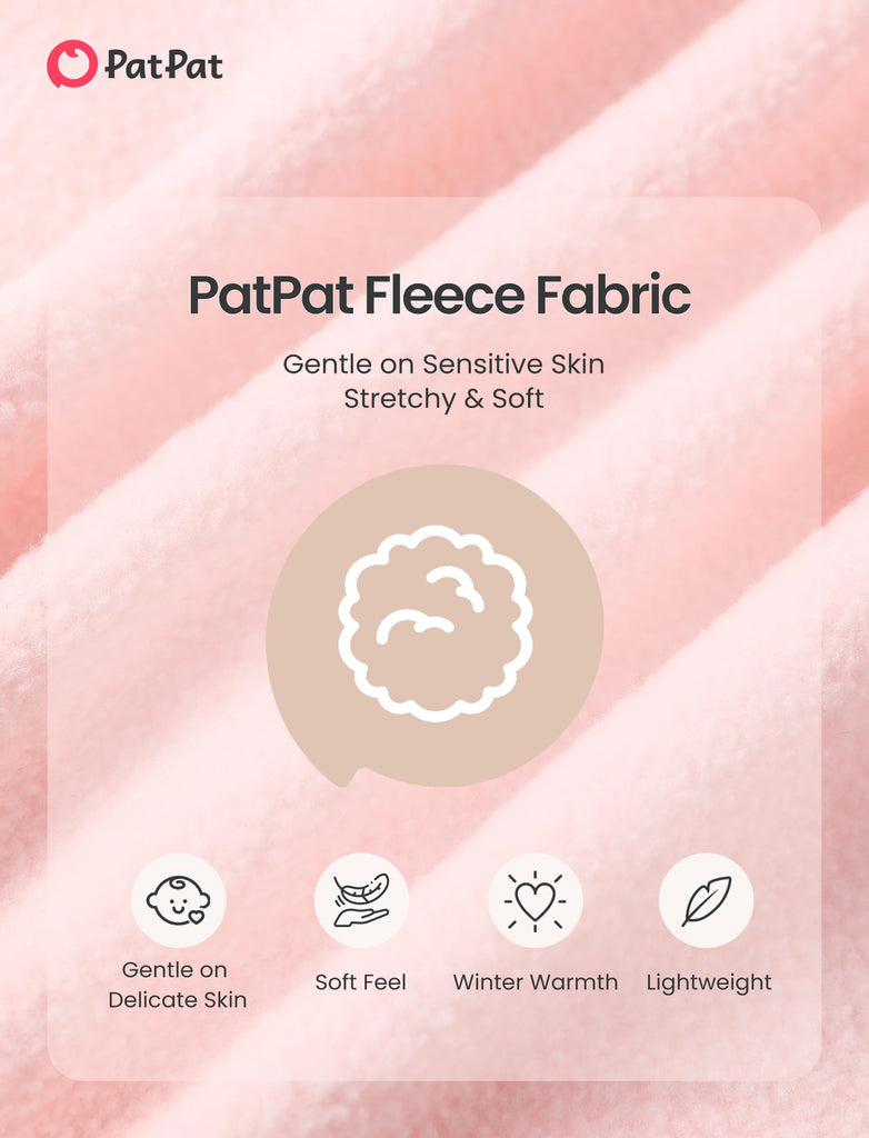 Baby Fleece Hooded Footie, Soft & Warm Outfit Bear Pink