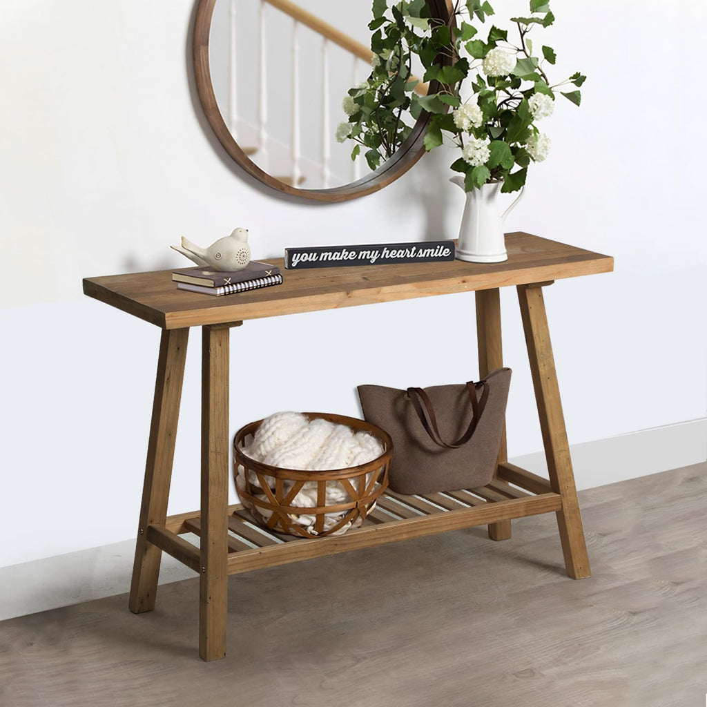 Reclaimed Solid Wood Console Table, 43.3" Farmhouse Entryway Table