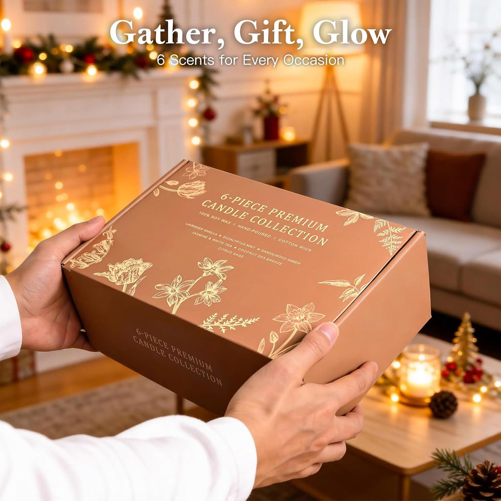Scented Candles, 6-Pack Soy Candle Gift Set, Up to 300 Hours - Set of 6