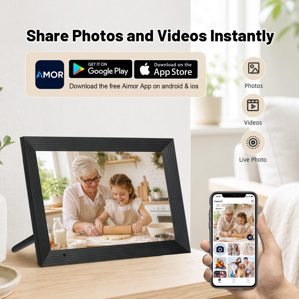 10.1 Inch Digital Picture Frame, Setup to via AiMOR APP