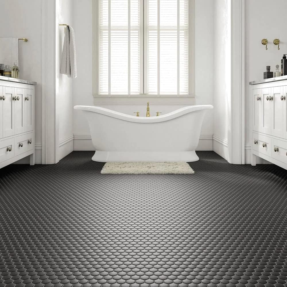 1.5" Black Matte Hexagon Wall Floor Tile (10 Sheets)