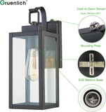 Dusk to Dawn Outdoor Wall Lantern, Wall Sconce for Porch Lighting Fixture, E26 Base Max 60W, Metal Housing Plus Glass