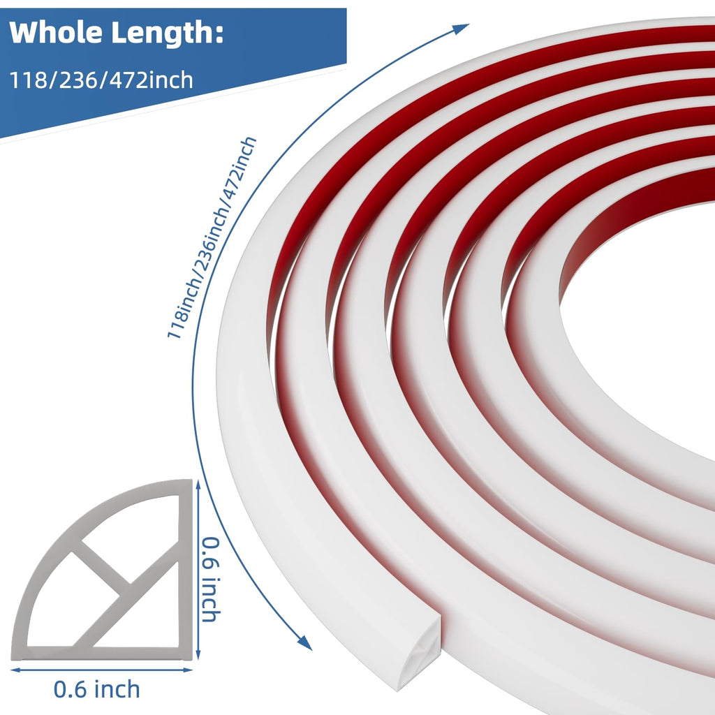 472"Flexible Quarter Round Molding Bendable Peel and Stick Trim,White