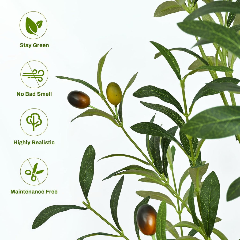 6FT Artificial Olive Tree Indoor Tall Faux with Planter & Basket