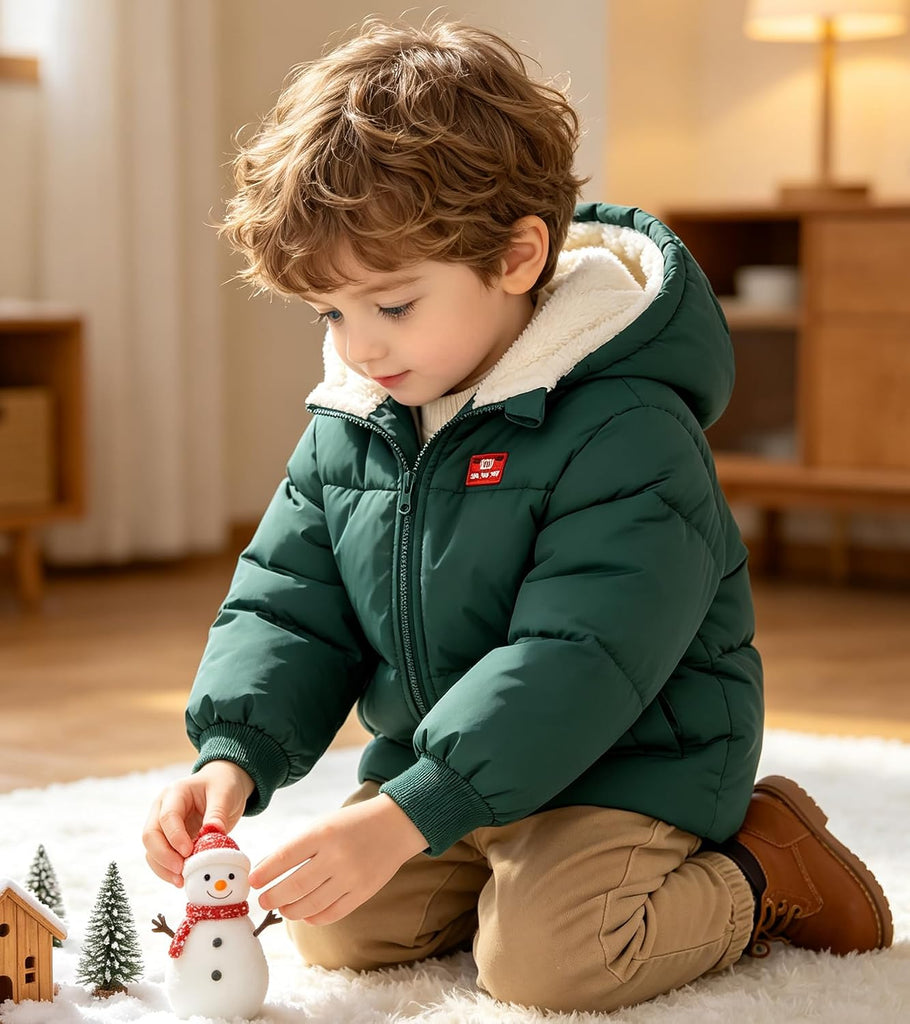 Baby Hooded Puffer Jacket,Fleece Lined Winter Coat