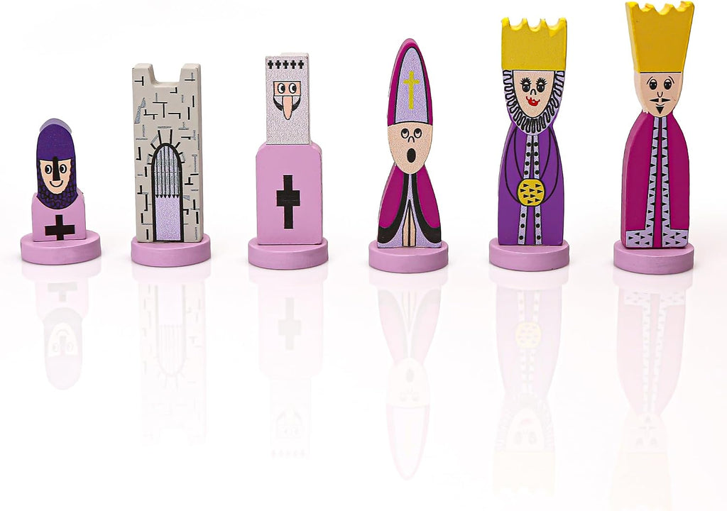 Pink Chess Set Wooden with Board Educational Adults, Cartoon Board Game Cute