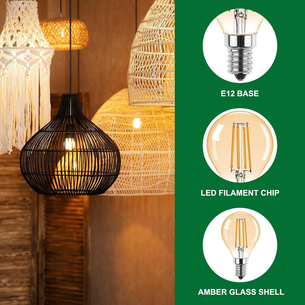 G45 E12 Vintage LED Small Edison Bulb 120V 4W (30 Watt Equivalent),Antique Globe Filament Decorative Light Bulbs Warm