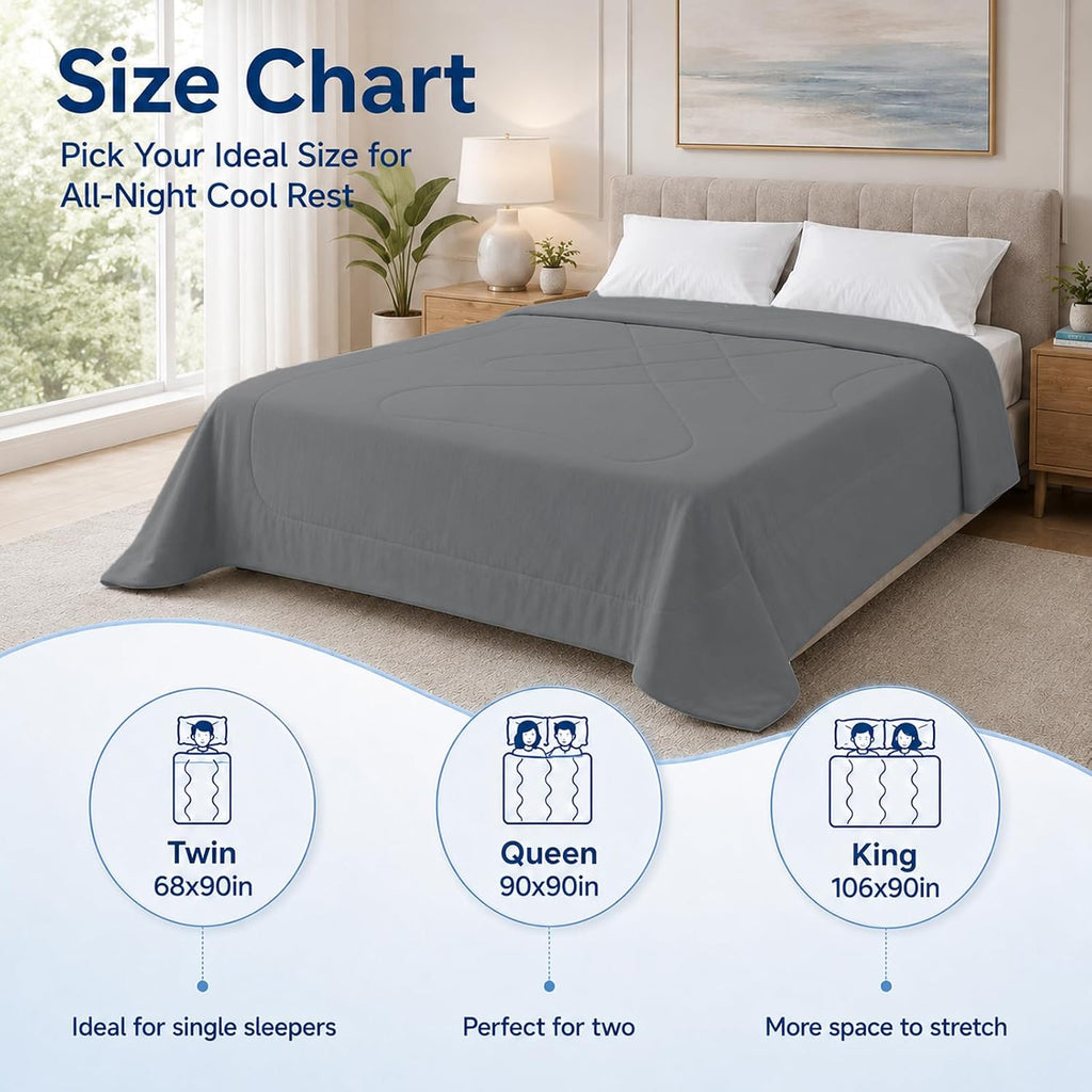 Cooling Comforter King Size, Double-Sided Cold Tech Cooling Blanket for Hot Sleepers & Night Sweats,Q-Max 0.45 Soft