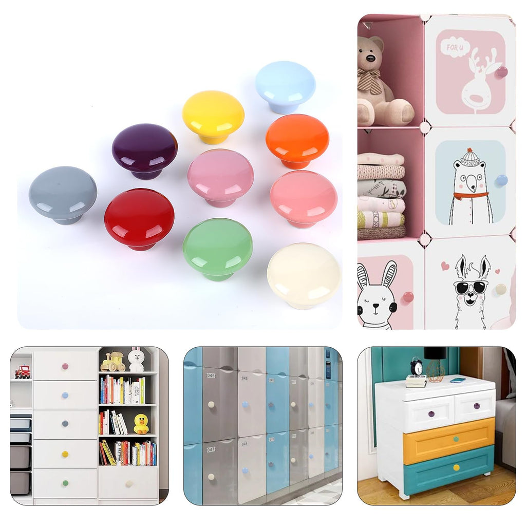 Colorful Drawer Knob Cute Glossy Ceramic Cabinet Knob 10 Pack
