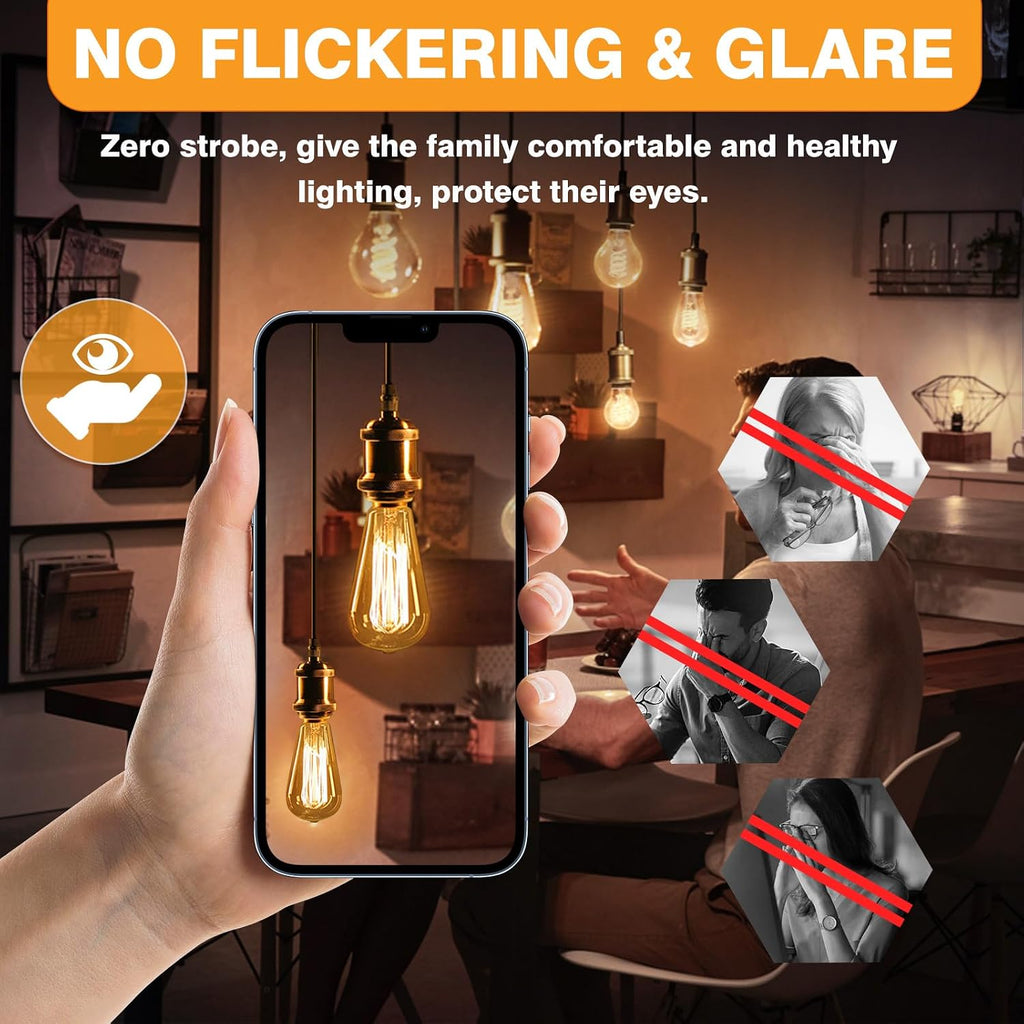 LED Light Bulbs Dimmable Vintage Edison Bulb, E26 LED Bulb 60W Equivalent 800 Lumens, Neutral White 4000K, ST58