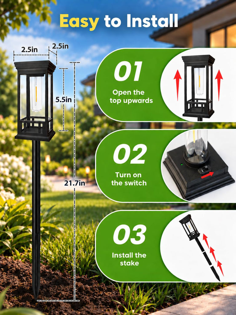 10 Pack Solar Pathway Lights Outdoor Waterproof, Garden Lights