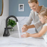 4 inches Bathroom Faucet for 3 Hole,2-Handle Bathroom Sink Faucets with Pop Up Drain (Matte Black)