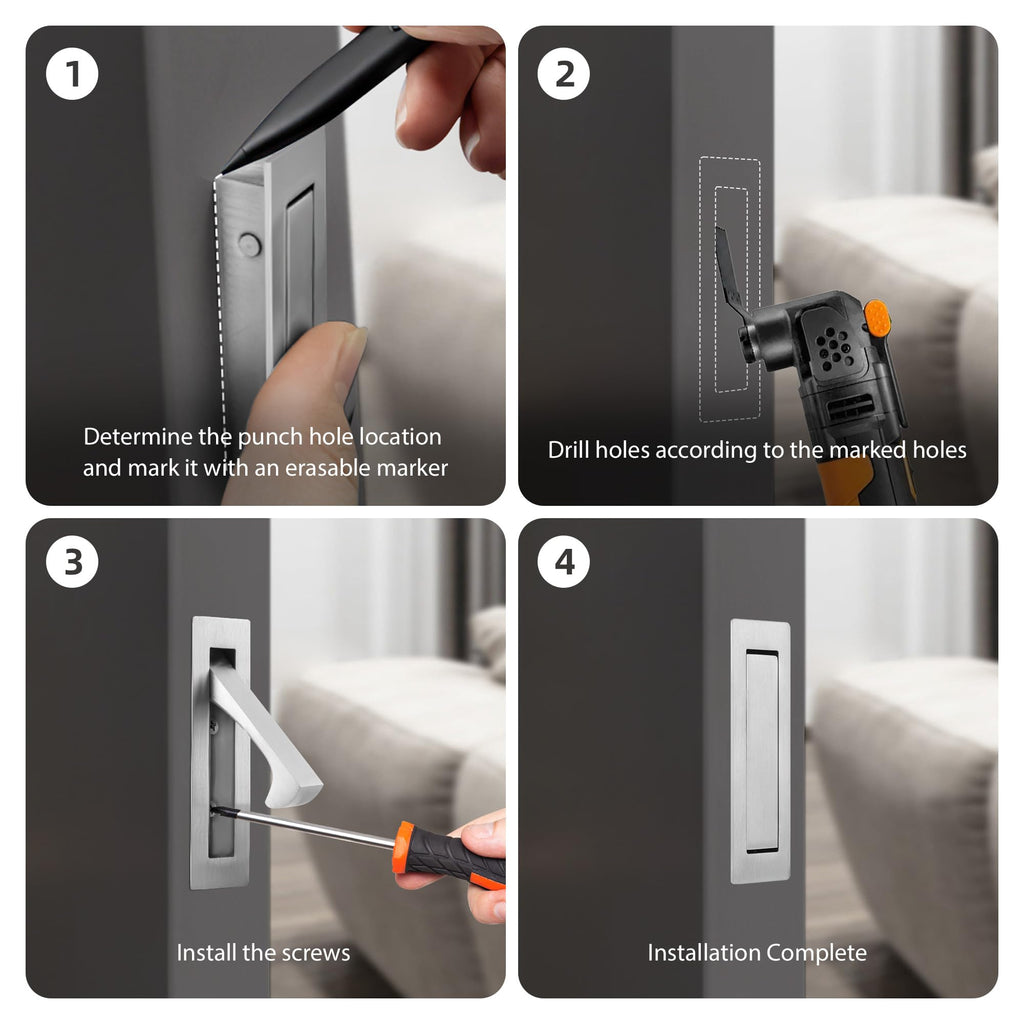 6 Inch Pocket Door Handles and Edge Pull Set, Pocket Door Hardware