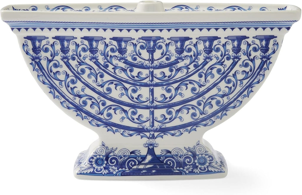 Judaica - Artistic Floral & Vine Design, Hanukkah Candle Holder with Judaic Manuscript Motifs, Holiday Centerpiece