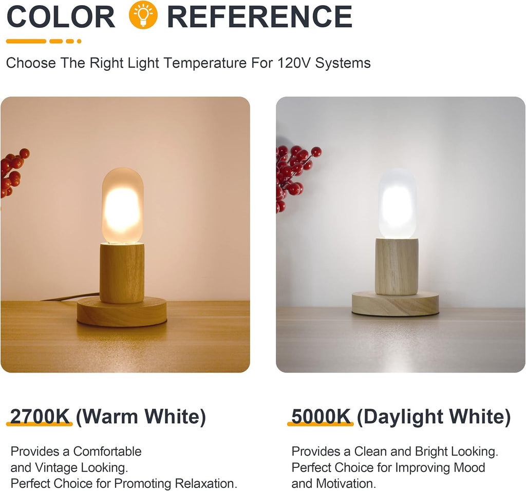 Frosted T45 LED Bulb- Vintage E26 Base Edison Light Bulbs 40 Watt Equivalent- Dimmable Decorative Antique T14