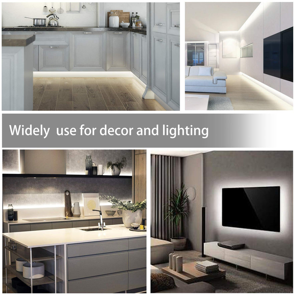 50FT White LED Strip Lights, Dimmable LED Tape Light 6500K Bright Daylight White, Flexible Under Cabinet Lights