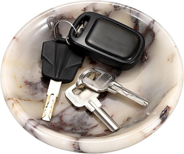 Decorative Key Holder Table Round Key Bowl Marble Nightstand Organizer for Candle Jewelry Tray for Earrings Necklaces