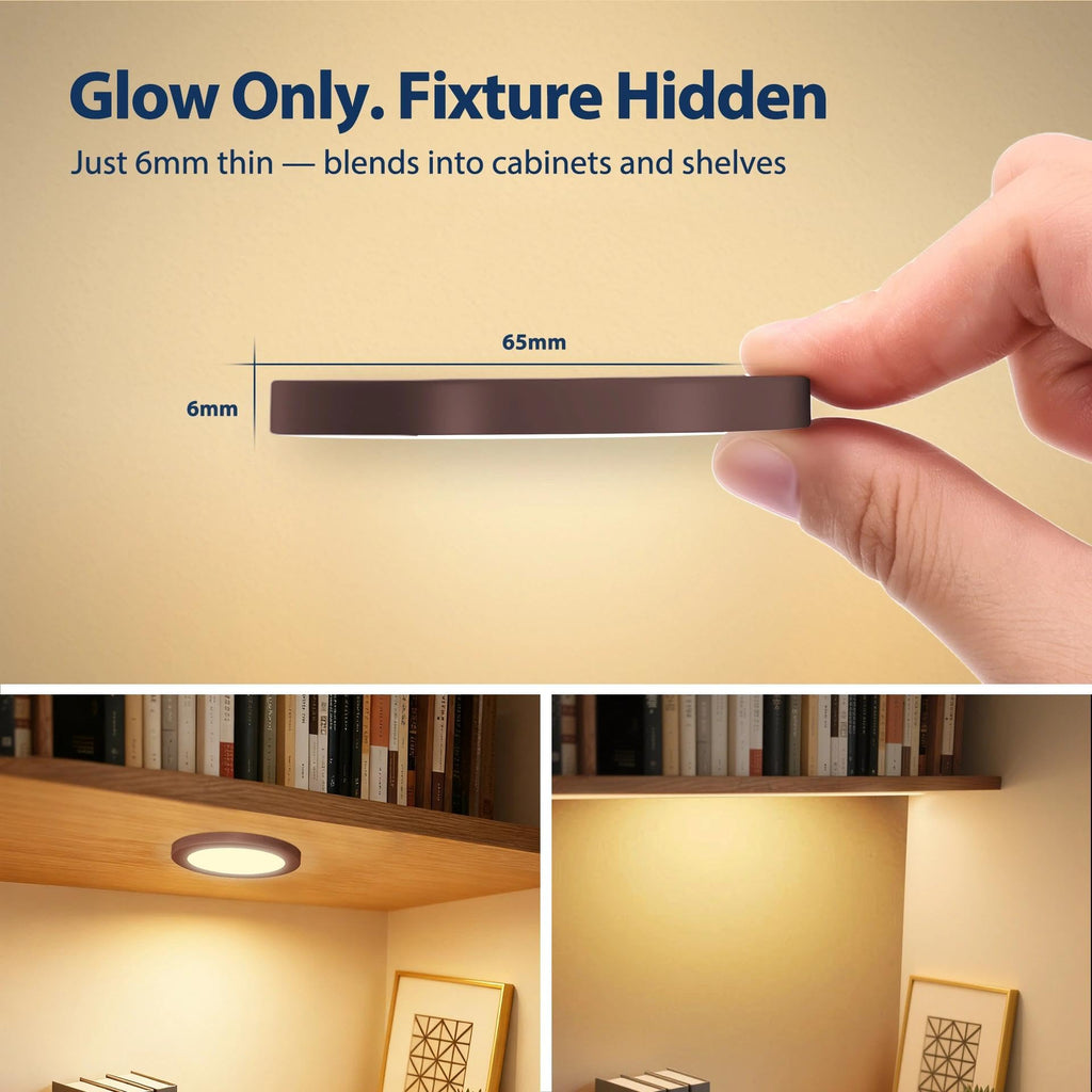 Wired LED Puck Lights, 4 Pack, Plug-in Under Cabinet Lighting
