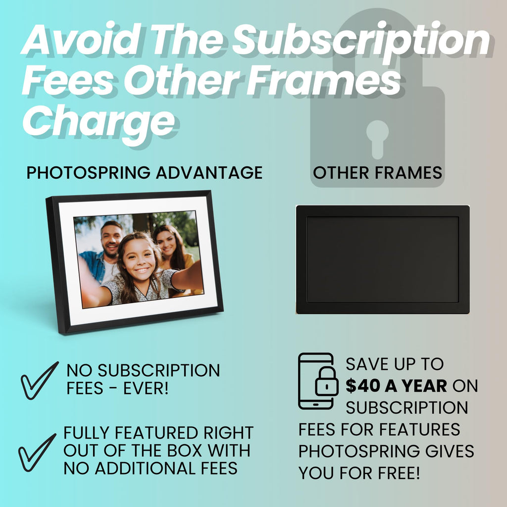 No Subscription, 10in WiFi Digital Picture Frame, Email App Web, USA Company, 32gb Touch Screen, Play Videos up to