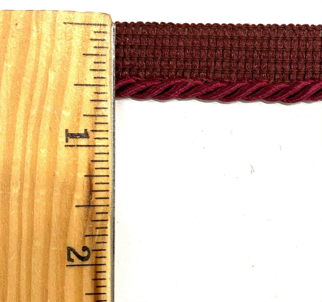 Small Twisted Cord w/Lip Piping Trimming - 8 Yards - Many Colors! (Wine)