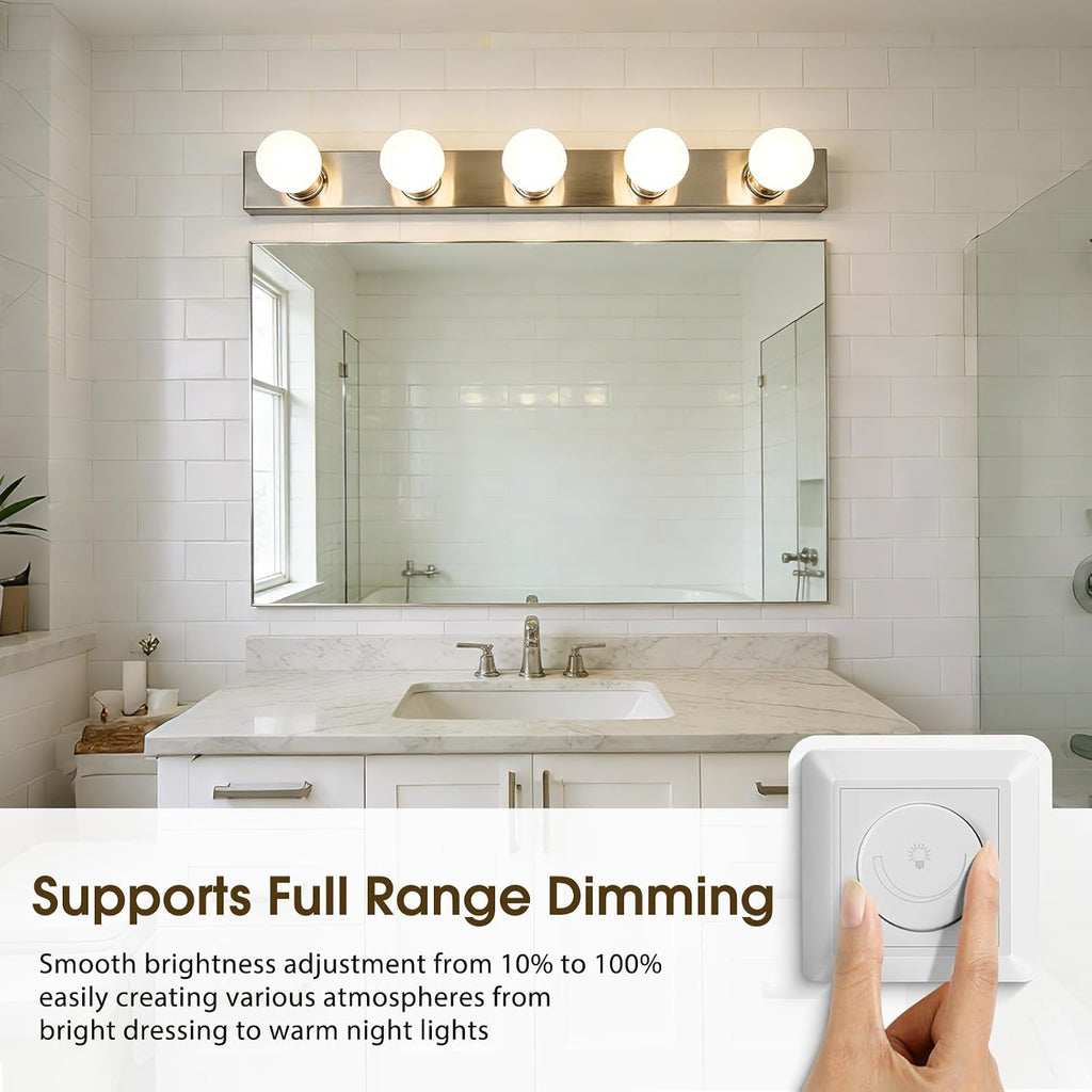 G25 LED Globe Light Bulbs,Dimmable Bathroom Vanity Light Bulbs E26 Base,9W (90W Equivalent), Round Light Bulbs Makeup