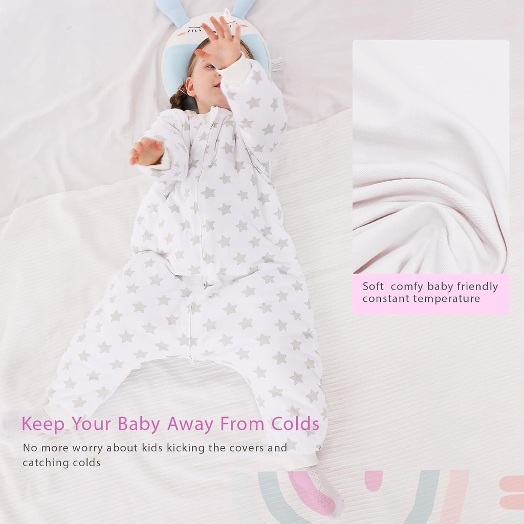 Toddler Sleep Sack with Legs, 2.5 TOG Winter Wearable Blanket, Cozy Cotton Walker Sleep Sack for Boys & Girls