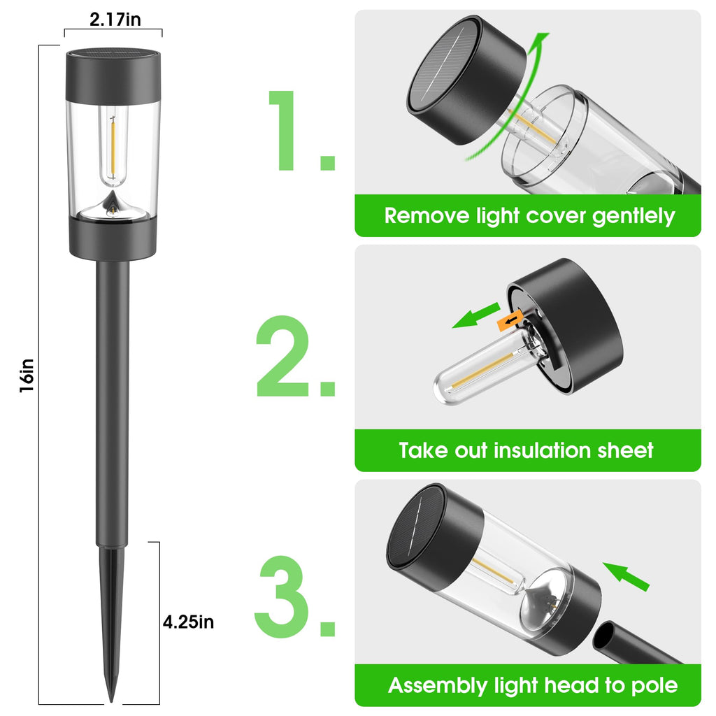 Solar Pathway Lights Outdoor Waterproof, 12 Pack, Warm White