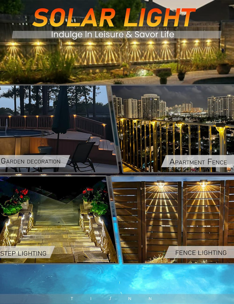 Solar Deck Lights Outdoor, Solar Fence Lights Waterproof LED