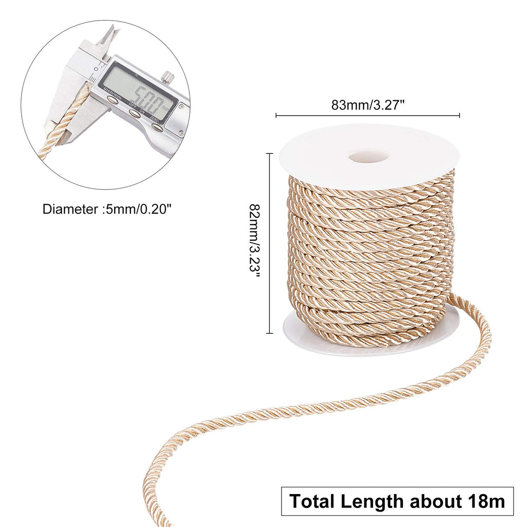 M Twisted Cord Trim, 3-Ply Polyester Silk Cord Decorative Rope Xmas Shiny Viscose Cording for Crafts Home Décor - 5m